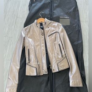 D&G Dolce Gabbana motorcycle leather jacket stunning metallic